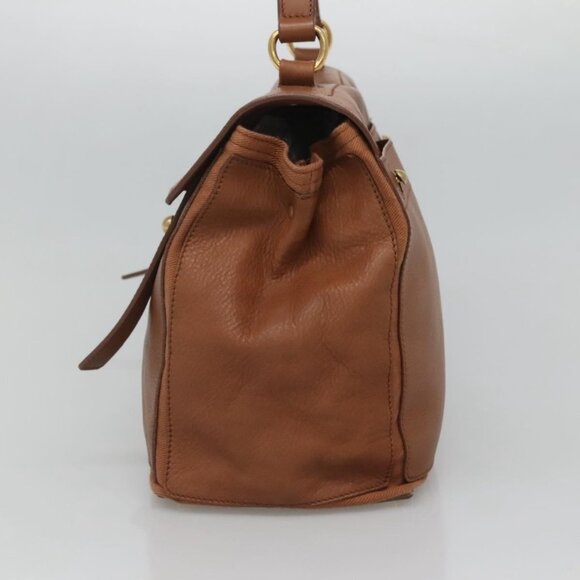 SAINT LAURENT Muse Toe Hand Bag Leather Brown Gold Auth 126997 - Picture 4 of 16
